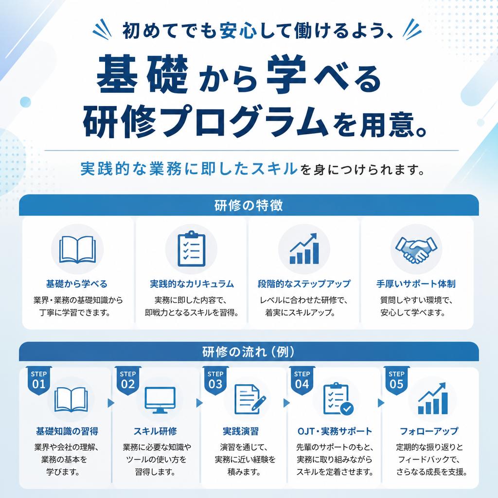 未経験者歓迎！充実の研修制度
