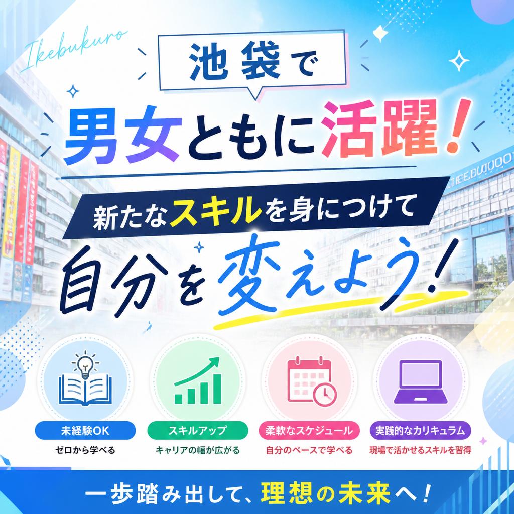池袋で男女ともに活躍！新たなスキルを身につけて自分を変えよう！