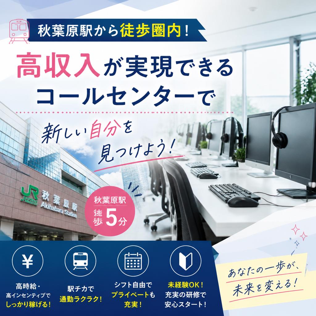 秋葉原駅から徒歩圏内！高収入が実現できるコールセンターで新しい自分を見つけよう！