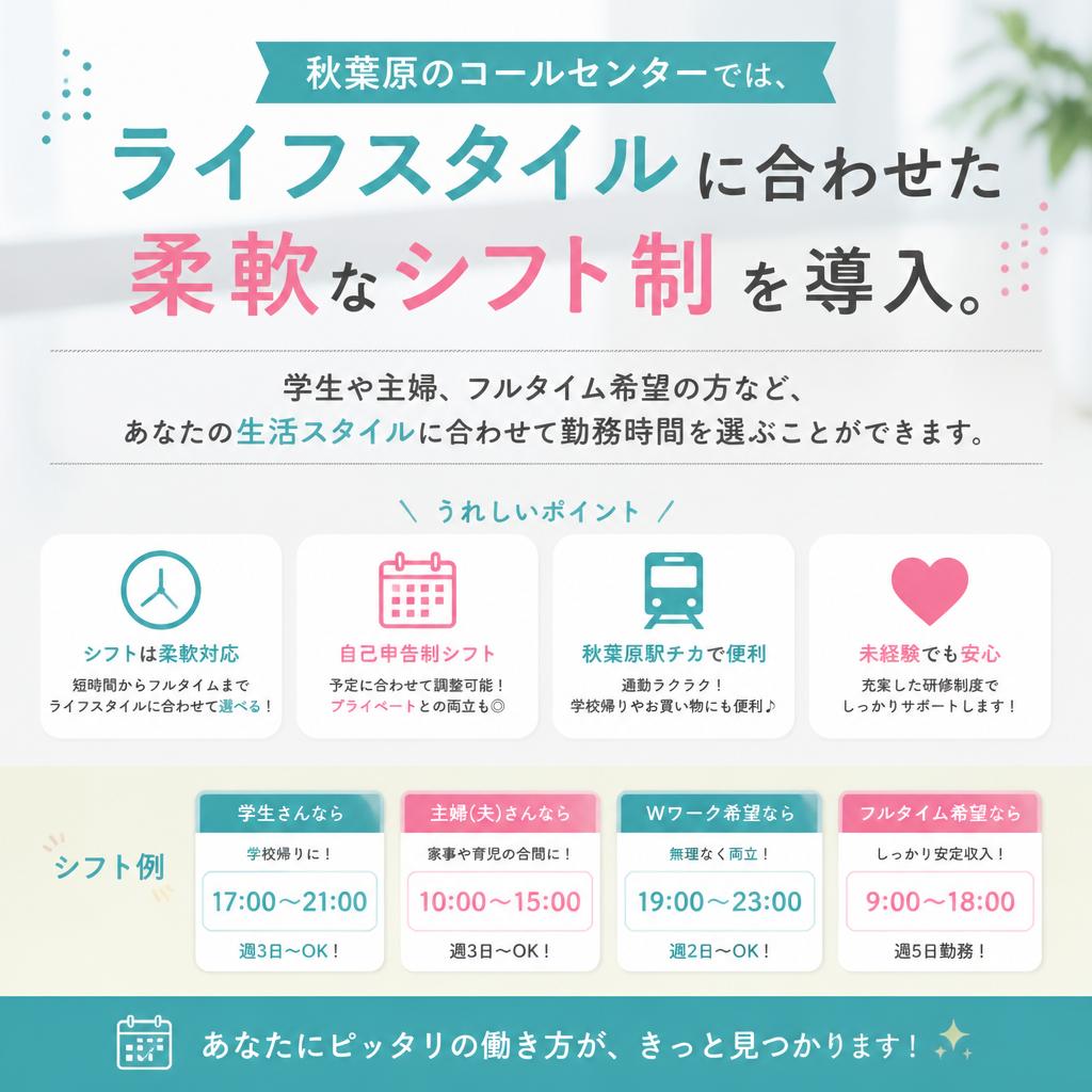 柔軟なシフト制でライフスタイルに対応
