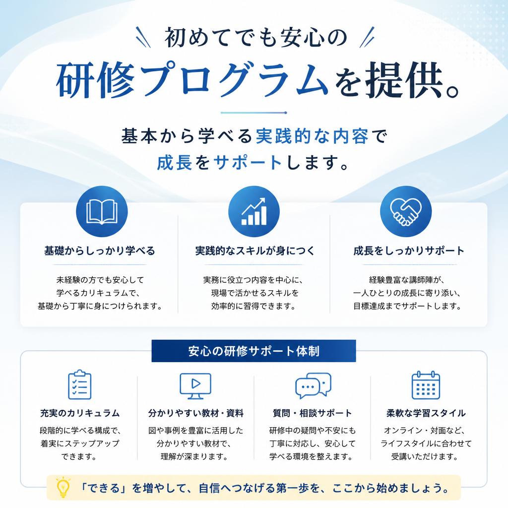 未経験者大歓迎！充実の研修制度