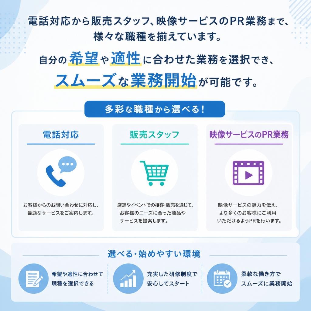 多様な職種から選べる