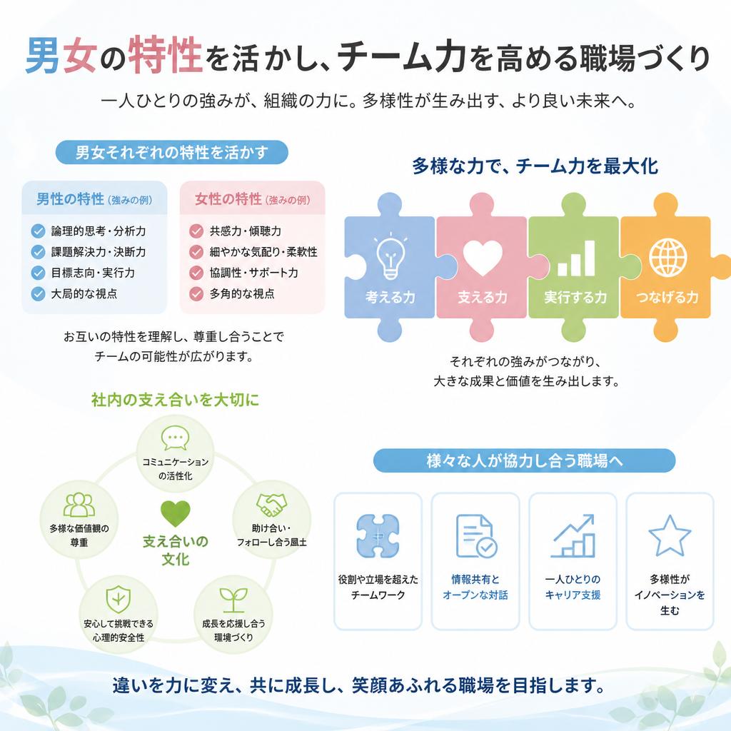 男女がそれぞれの特性で支える職場