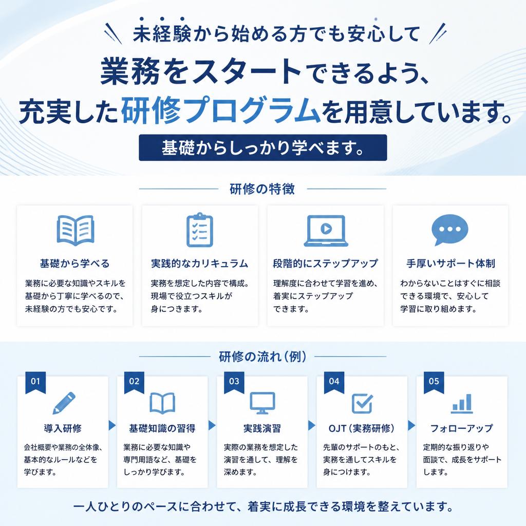未経験者でも安心！充実の研修制度