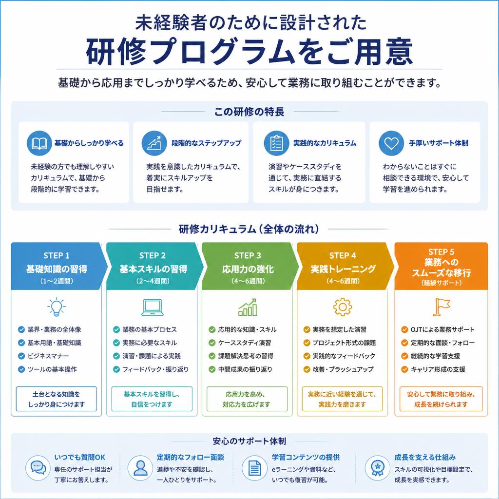 充実した研修制度で未経験でも安心