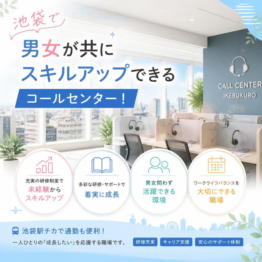 池袋で男女が共にスキルアップできるコールセンター！